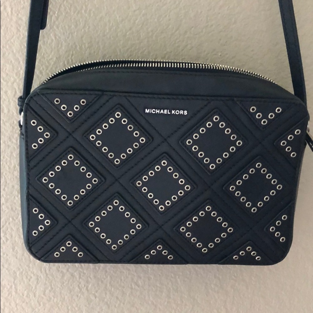 Michael Kors black studded crossbody bag